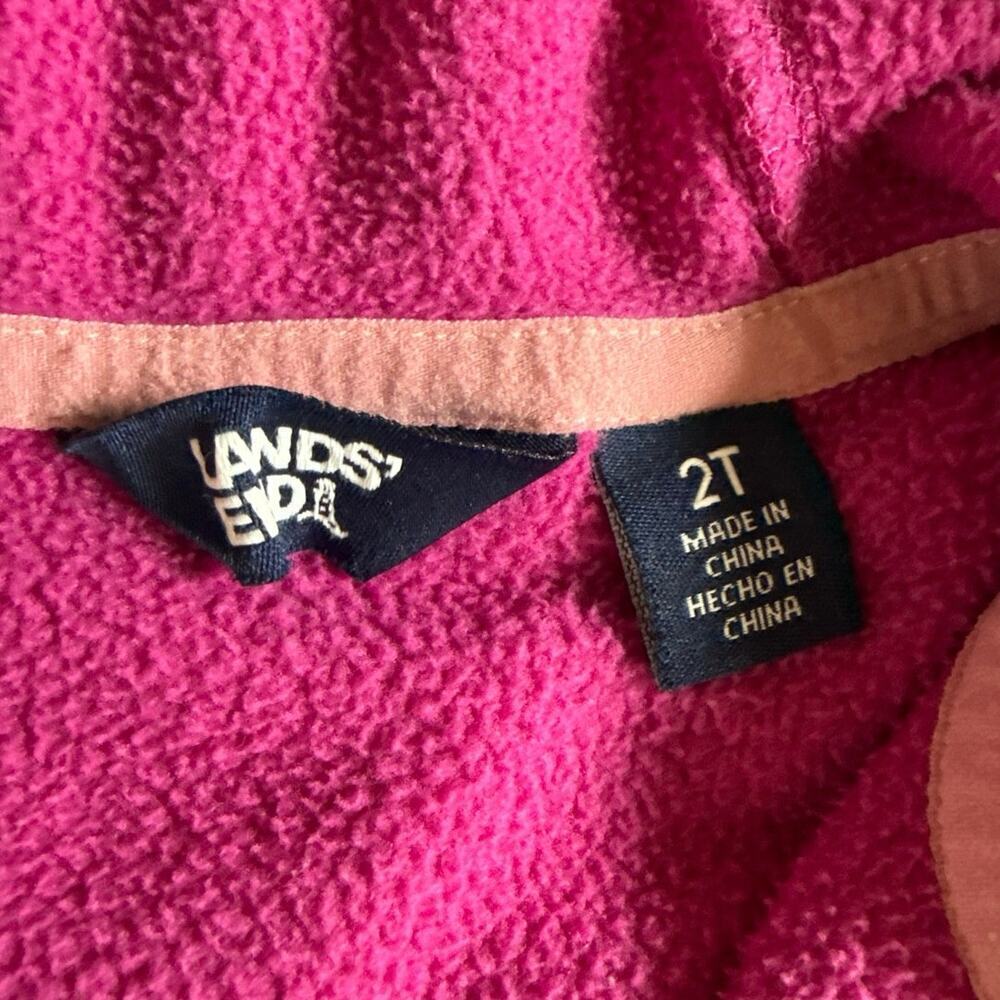 Girls Lands’ End Pink Floral Fleece Hooded Full Zip Jacket Size 2T - Picture 4 of 4